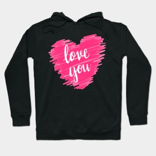 Love you typography in pink Hoodie